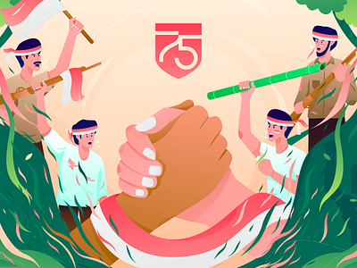 Indonesia Independence Day 🇮🇩 character flat forest gradient header illustration independence day landing page screen ui