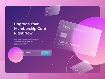 Frosted Glass Credit Card 3d card credit card frosted glass glass gradient header illustration landing page screen