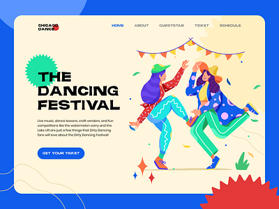 Dance Festival Landing Page character dancing design festival flat illustration landing page screen ui website