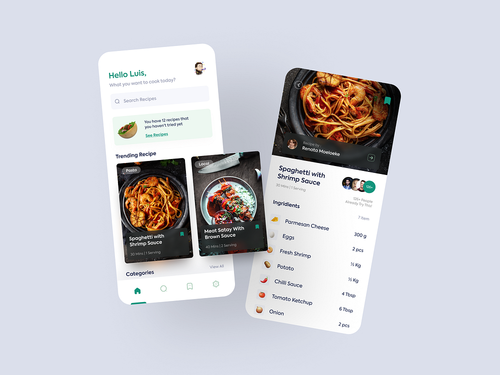 Food Recipe App by Herdetya Priambodo for Plainthing Studio on Dribbble
