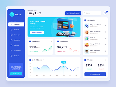 Neuro - Multipurpose Dashboard 3d admin analytic chart dashboard data graph illustrations interface isometric product stats uiux