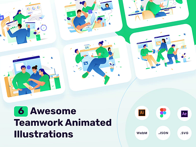 Biggo Animated Illustrations animation flat illustrations gradient illustrations landing page motion graphics teamwork