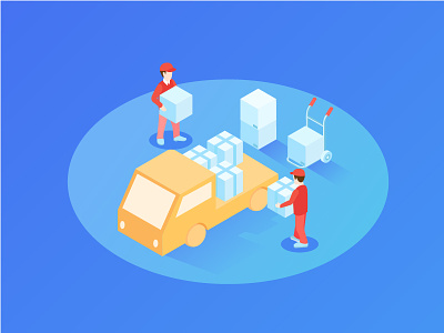 Deploy Everywhere illustration 3d box car courier deployment illustration isometric truck