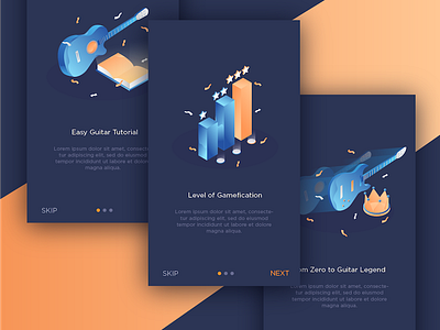 Onboarding Guitar App app guitar illustration interface isometric onboarding ui