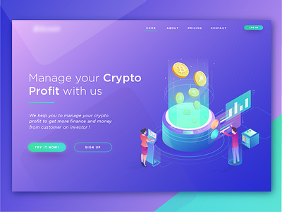 Crypto Header Illustration bitcoin crypto illustration isometric landing page manage