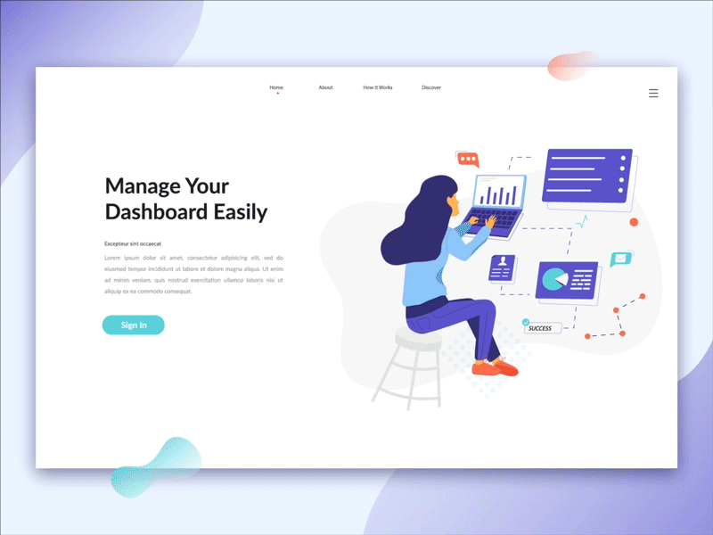 Dashboard Landing Page Concept flat header illustration landing page ui web design