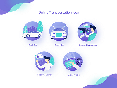 Online Transportation Icon car flat gradient icon illustration online purple ui user