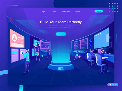Build Your Team Illustrations Header Concept analytic animation character data gradient illustration screen team