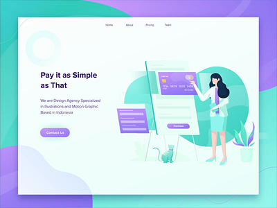 Payment Illustrations cat credit card flat illustrations landing page payment shopping