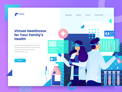 Virtual Healthcare Landing Page Header character doctor flat header illustration landing page medic medical medicine