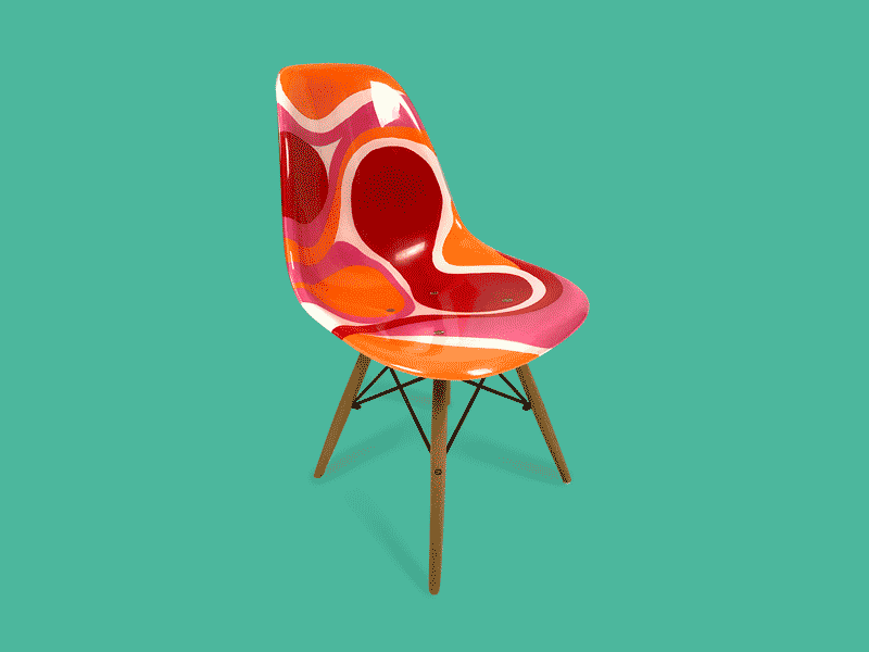 Hand-painted Chair 1960s asheville chair chair design colorful hand painted orange pink plastic psychedelic