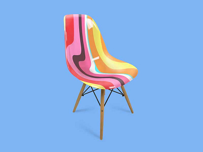 Chair Concept 1960s chair colorful hand painted orange pink plasitc psychedelic warped