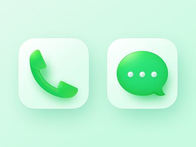 ICON PRACTICE dialer green icon logo message msn phone skeuomorph