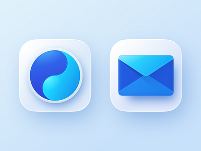 ICON PRACTICE - 2 blue browser email icon logo mail skeuomorph