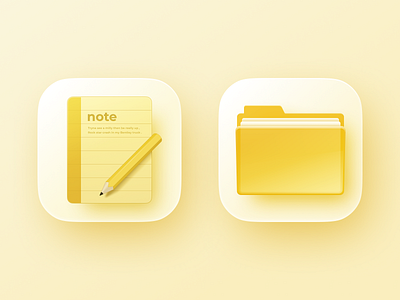 ICON PRACTICE - 3 file folder icon logo note skeuomorph yellow