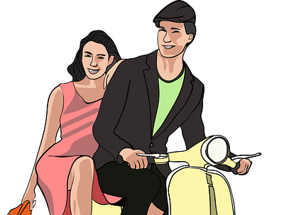 Couple ride motorcycle branding design graphic design illustration logo ui ux vector