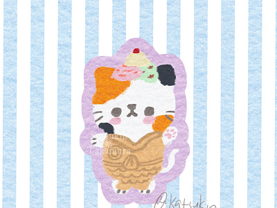 Taki-chan the Taiyaki Kitten art toy branding candy cat character design clip studio paint cute design designer toy dessert felt illustration japanese sweets kawaii kitten pet sweets taiyaki