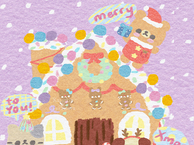 Merry Christmas! art toy bear branding character design christmas clip studio paint cute design designer toy felt illustration kawaii kitten merry christmas puppy