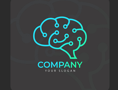 Brain Technology Logo Design. cyberspace global graphic design