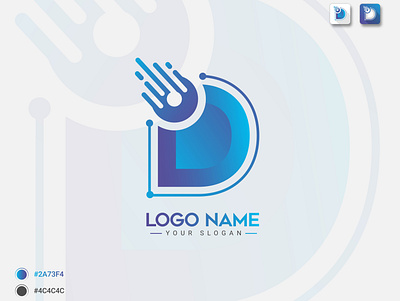 Technology Letter D Logo Template Branding. 3d d letter d technology graphic design logo