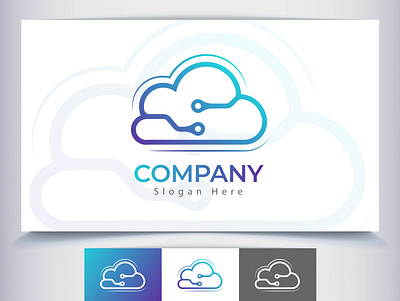 Cloud Technology Company Logo Template. 3d cloud logo cloud technology