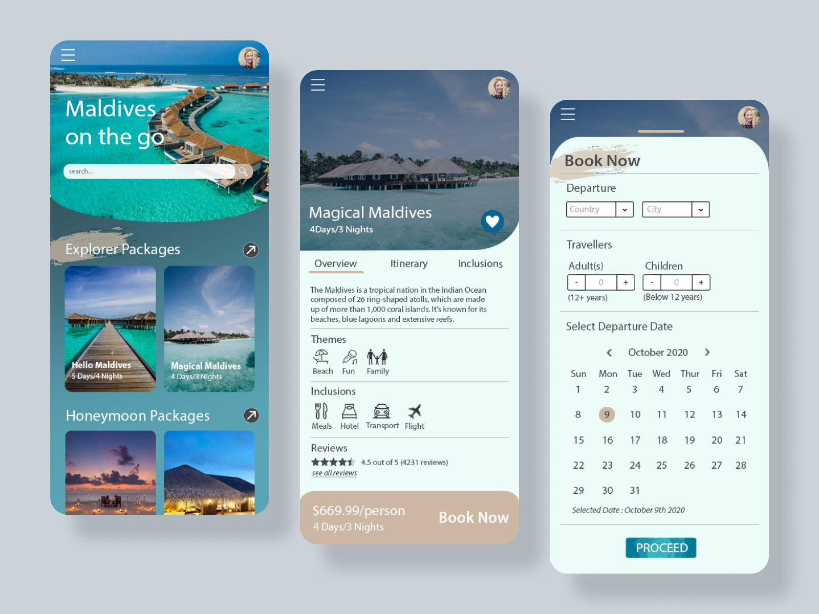 Blue - Travel App by Jessica Clarensia on Dribbble
