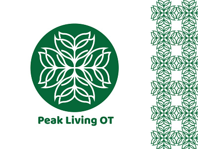 Peak Living OT8 black blue brand brand design brand identity branding branding design green illustration leaf logo round