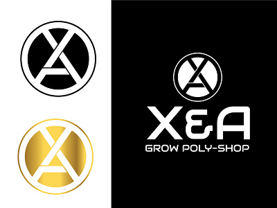 X A Grow Poly Shop abstract art black brand design brand identity branding branding design design gold illustration logo ux