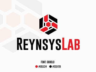 Reynsys Lab black brand brand design brand identity branding branding design design hexagon illustration inventor logo product design red vector