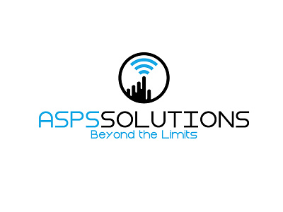 Aspssolutions black blue design hand it logo round solution vector web wifi