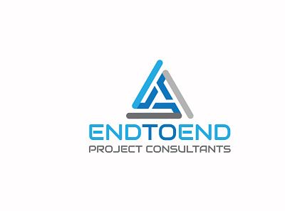 End to End Project Consultants blue branding consulting design elegant grey logo project triangle