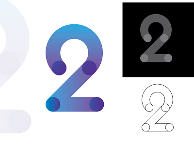 no 2 2 best branding gredient illustration logo number round white