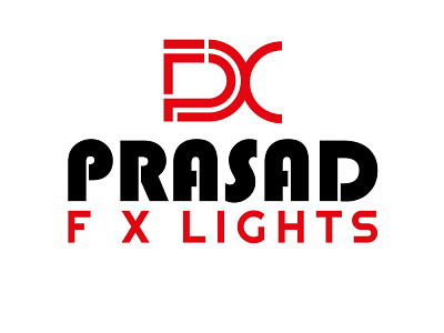 PRASAD F X LIGHTS black branding crown design illustration logo red