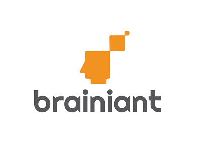 Brainiant black blue brain brainstorm branding design grey illustration logo red thought