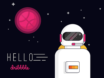 Hello Dribbble debut dribble first globe hello invitation pink shot