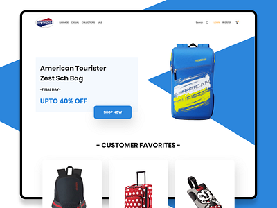 American tourister bag website redesign