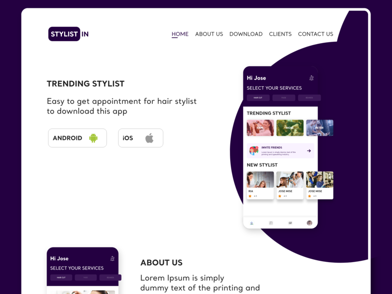 Hair Stylist Mobile App Intro Website Design By Ajith Kumar On
