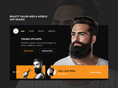 Hair stylist website design haircut hairstyle mobile ui uiux web website website design