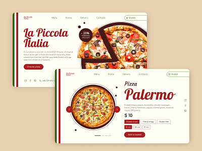 Pizzeria La Piccola Italia concept design first page main page pizza product card ui ux