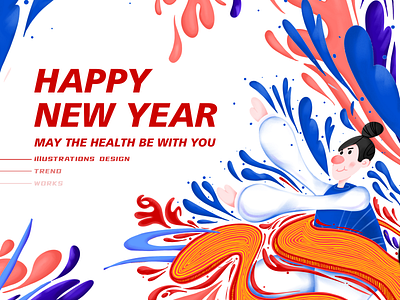2020 HAPPY NEW YEAR ILLUSTRATIONS art china colors continue to work hard design illustration typography ui