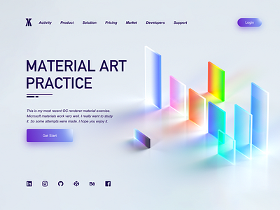 Microsoft Thin glass material practice 3d art branding c4d colors design illustration interface logo oc ui ux