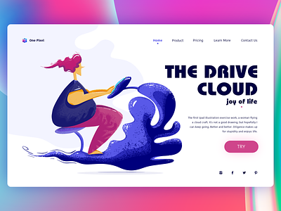 The drive cloud woman art branding card china colors continue to work hard design handwork illustration interface interface design typography ue ui ux web
