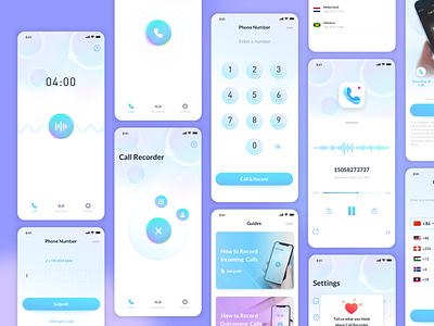 Telephone Recording App card continue to work hard design illustration interface mobile ue ui ux