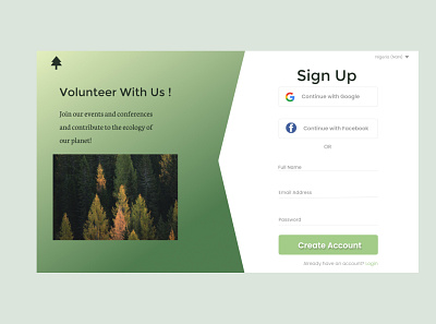 Volunteer Sign up page 001 dailyui figma ui