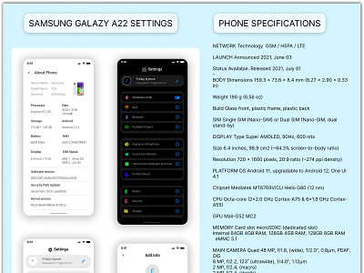 SAMSUNG GALAXY A22 SETTINGS dailyui day7 samsung galaxy a22 settings