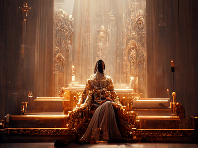 Queen sitting on the throne ai art art design