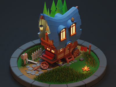 Wagon ( low poly ) 3d 3d art blender design illustration render