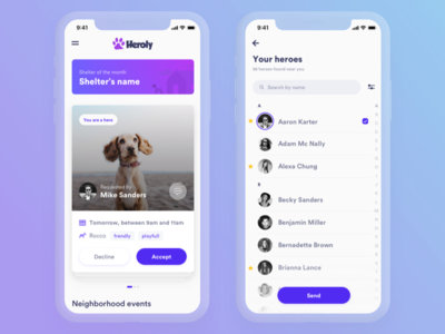 Heroly App app cards clean decemberlabs dogs ios pets ui