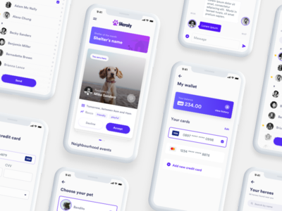 Heroly App app cards clean decemberlabs dogs ios pets ui