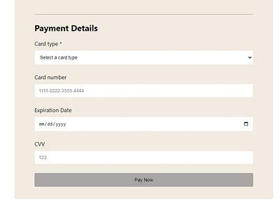 Practice based Payment Form web development